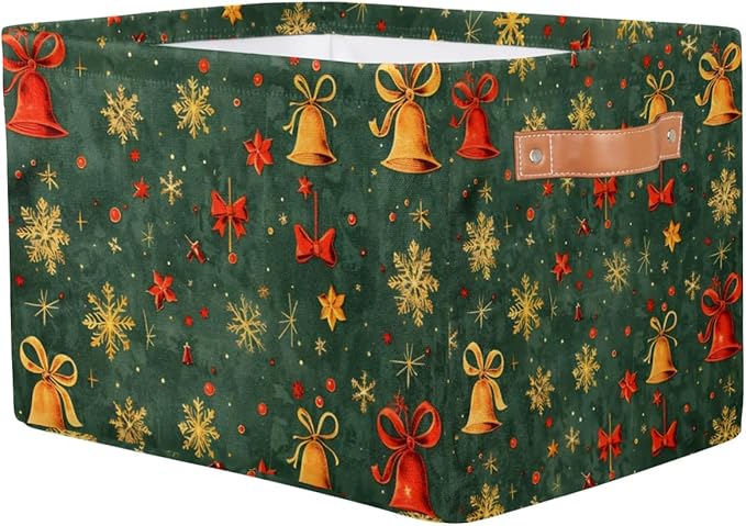 Christmas Greeb Cube Storage Baskets,Foldable Storage Box Bin,Waterproof Open Shelves Basket Clothing Organizer Toy Basket Gifts Empty for Bedroom Home Decor