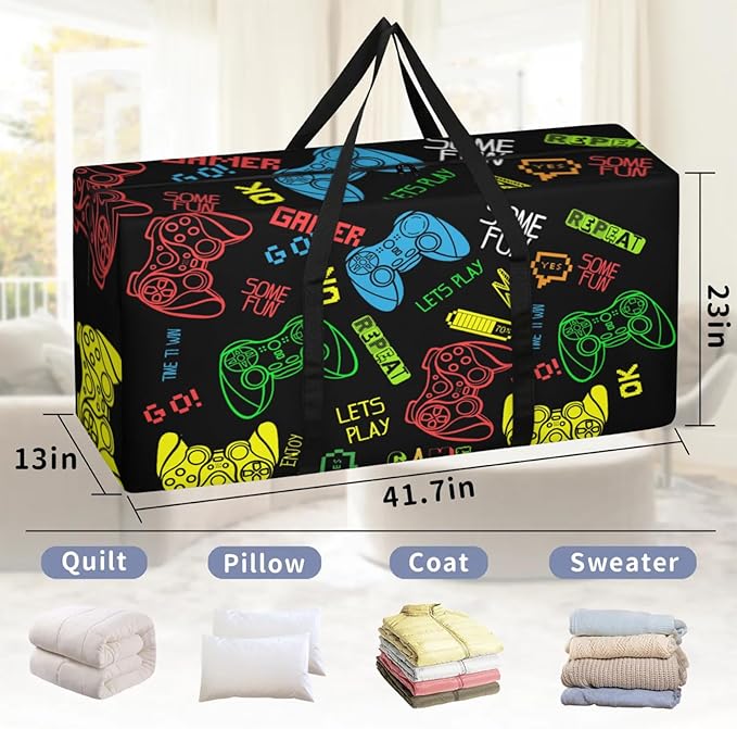 Extra Large Storage Bag with Zipper 54 Gallon Moving Bags Heavy Duty Christmas Tree Storage Bag Packing Bags for Moving, Storage Totes Duffle Bag Waterproof Containers for Organizing (Game Controller)