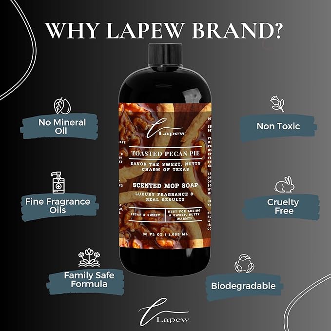 Lapew Toasted Pecan Pie Scented Mop Soap Concentrate 36 oz | Premium Fragranced Floor Cleaner | Streak-Free | Hard Floor Cleaning Solution | Eco Friendly | Made in USA