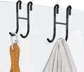 Over Door Hooks, Shower Hooks 2-Pack Black Frameless Glass Shower Door, Towel Hooks for Bathroom