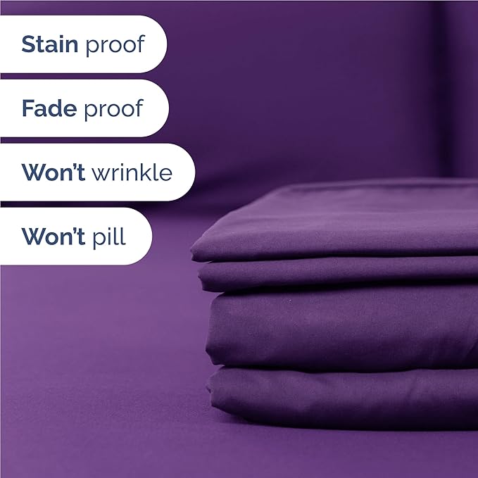 Twin XL 4 Piece Sheet Set - Comfy Breathable & Cooling - Ultra-Soft Hotel Luxury Bedding Set with 8-16 Inch Deep Pockets - 1 Flat & 1 Fitted Sheet & 2 Pillowcases - Wrinkle Free & Easy Care - Purple