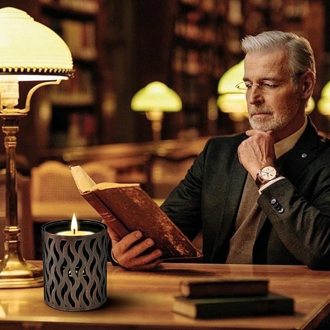 6 Pack Scented Candles Set, Men Candle Set, Gift for Men, 3 Pack Candles for Home with 3 Candle Holders, 120 Hour Soy Wax Aromatherapy Candle, Birthday Present Gifts for Dad with Gift Box
