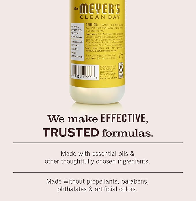 MRS. MEYER'S CLEAN DAY Room and Air Freshener Spray, Non-Aerosol Spray Bottle Infused with Essential Oils, Daisy, 8 fl. oz