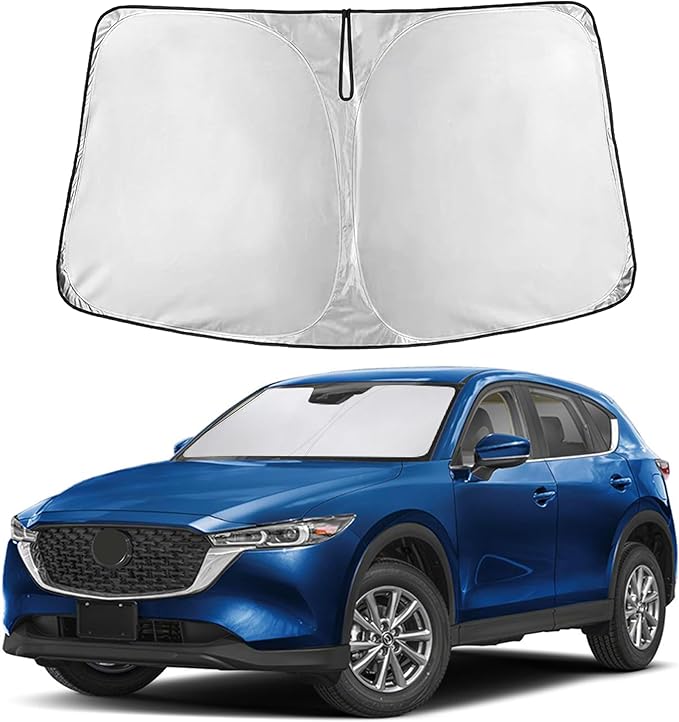 EcoNour Windshield Sun Shade Compatible for Mazda CX-5 2017–2026 | SUV Front Window Sunshade | Custom Fit Foldable Sun Visor Protector | Blocks UV Rays & Reduces Interior Heat