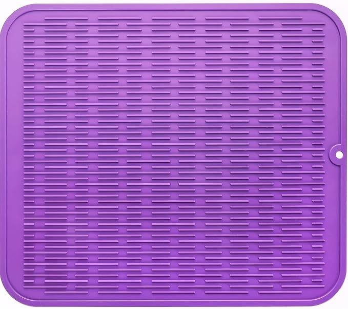 MicoYang Silicone Dish Drying Mat for Multiple Usage,Easy clean,Eco-friendly,Heat-resistant Silicone Mat for Kitchen Counter or Sink,Refrigerator or Drawer Liner Purple 2XL 24 inches x 18 inches