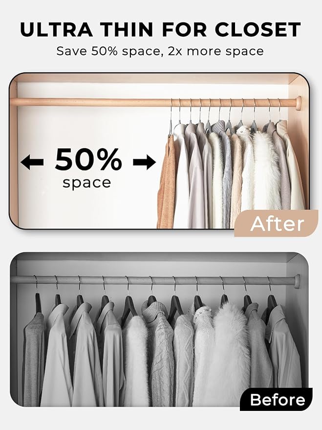 SMARTOR Plastic Hangers 50 Pack, Thin Hangers with 360° Swivel Hook, Non-Velvet Hanger Heavy Duty Clothes Holders for Closet - Durable Adult Hanger, Space Saving Hangars - Grey