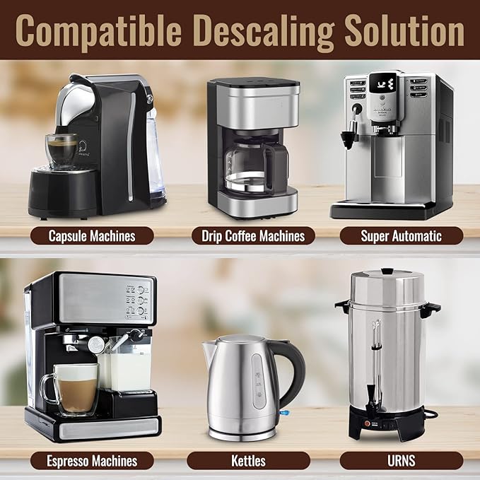 Descaler (2 Pack, 2 Uses Per Bottle) - Made in the USA - Universal Descaling Solution for Keurig, Nespresso, Delonghi and All Single Use Coffee and Espresso Machines
