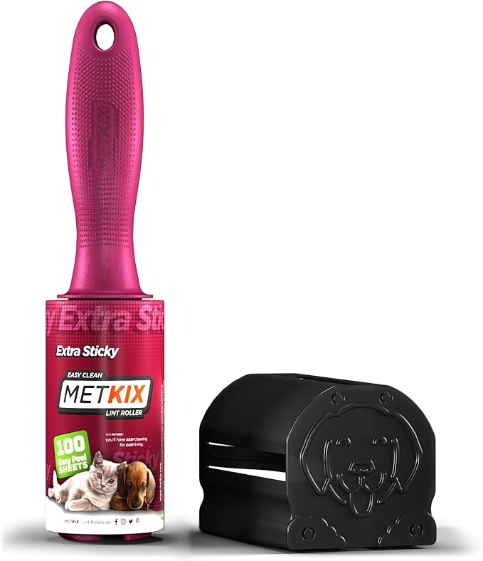Metkix Lint Rollers for Pet Hair Extra Sticky, Special Cover Design Black Dog, Pet Hair Remover, 100 Sheets