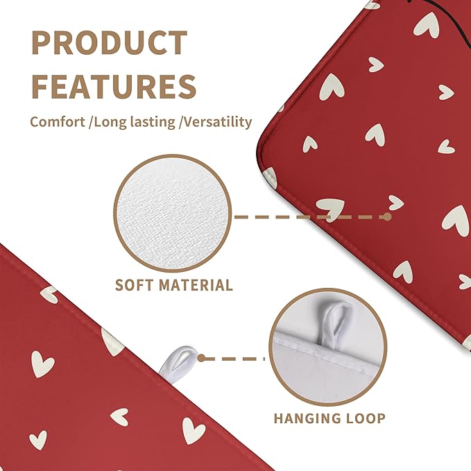 Wnoesat Valentines Day Dish Drying Mat 18x24 Inch Valentine Red Love Heart Drying Mats for Kitchen Counter Super Absorbent Microfiber Large Dish Drying Pad Heat Resistant Dish Draining Rack Mat