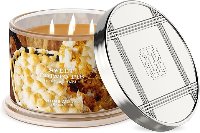 HomeWorx by SLATKIN + CO. Candle- Sweet Potato Pie, 18 oz. Premium Scented Candle - 30-55 Hours Burn Time