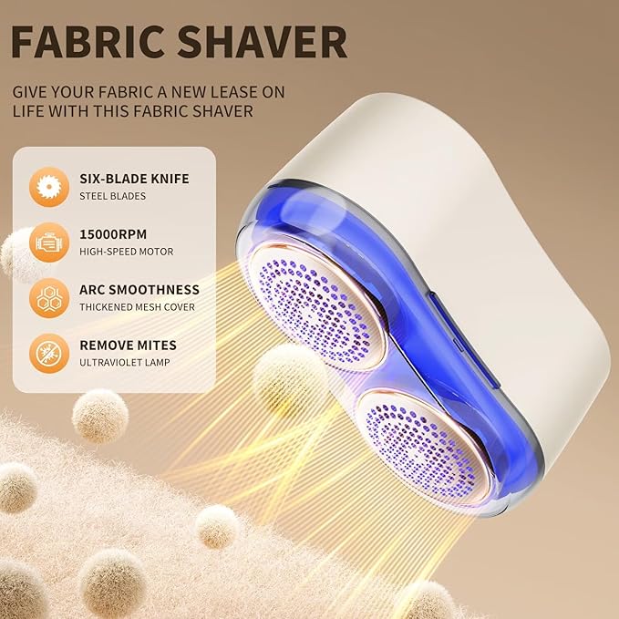 Professional Fabric Shaver, Electric lint Remover Suitable for Sweaters, Coats, Sofas, etc. Type-C Rechargeable, Equipped with 6 Stainless Steel Blades, Safe and Harmless for fine Fabrics.001.