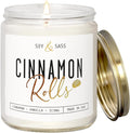 Cinnamon Candle, Fall Candles, Christmas Candles - 'Cinnamon Rolls' Autumn Scented Soy Candle for Home, 9oz Reusable Jar, 50Hr Burn, Made in USA