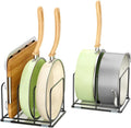 LAEMYFYRE Pan and Pot Organizer Rack, Cutting Board Organizer for Cookie Sheet,Frying Pan inside Cabinet,Baking Pan, Tray Organizer for Kitchen Storage - Total 5 Compartments(2 Pcs)