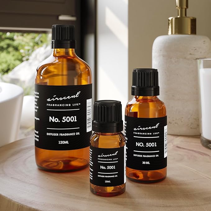 AirScent Baccarat Rouge Inspired Diffuser Oil - Perfume Dupe - Premium Fragrance Oil No. 5001 for Ultrasonic and Waterless Diffusers and Crafting - 120 mL, 4 fl oz Glass Dropper Bottle
