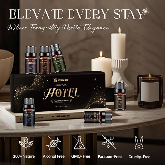 Hotel Diffuser Oils, Hotel Collection Diffuser Oil, Luxury Essential Oil for Diffuser, Soap & Candle Making Scents - 1 Way, Dream State, Coastal Cabine, Gloden Magic
