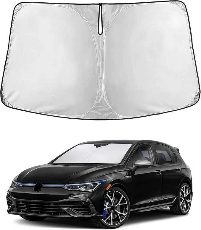 EcoNour Windshield Sunshade for Volkswagen Golf MK8 2022–2025 | Custom Fit Front Window Sun Shade | Blocks Harmful UV Rays & Reduces Heat | Foldable Sun Visor with Storage Pouch