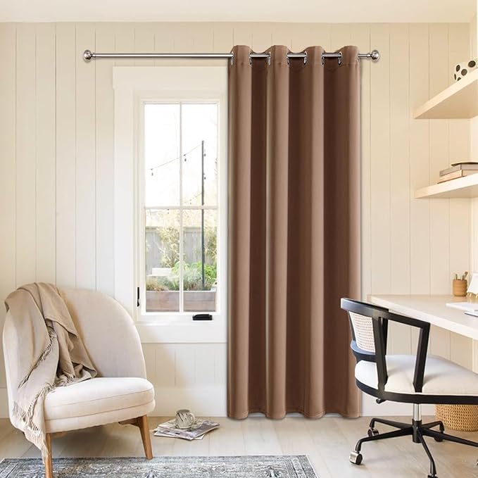 ChrisDowa Blackout Curtains 108 Inches Long for Living Room, Grommet Thermal Insulated Room Darkening Curtains for Bedroom (1 Panel Set, Cappuccino, 52W x 108L)