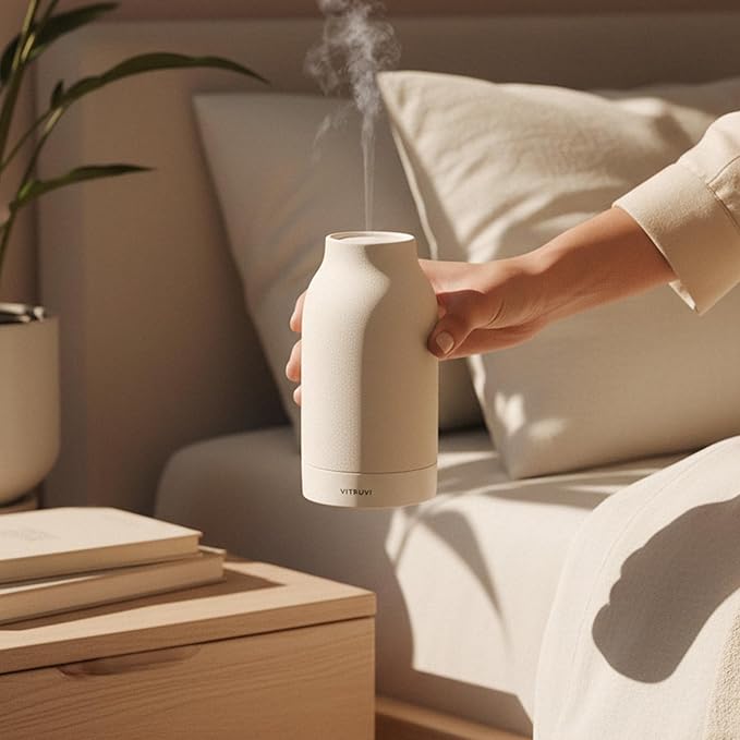 Vitruvi Air Cordless Diffuser – Portable Ultrasonic Aroma Diffuser, Waterless Cold-Air Technology, Up to 18-Hour Runtime, Whole-Room Scent Coverage, Sleek Minimalist Design