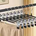 POZEAN Pants Hangers with Clips 30Pack, 12Inch Adjustable Skirt Hangers for Women, Space Saving Non-Slip Hangers for Shorts, Jeans, Coat, Kids' Clothes (Black, 30Pack)