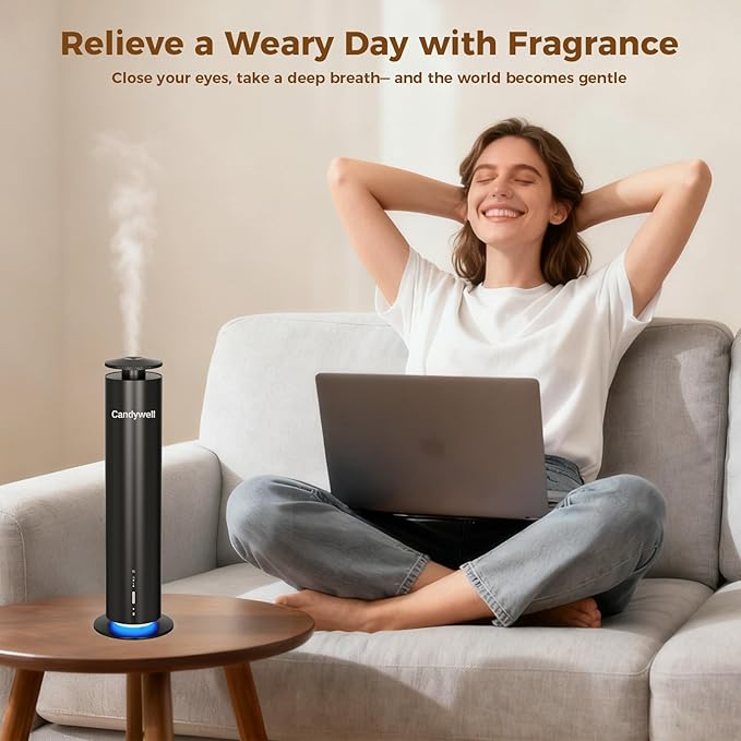 Waterless Scent Diffuser - Essential Oil Diffuser for Home & Office, 1500 Sq Ft Coverage, Remote & APP Control, Quiet Operation with Ambient Lighting, Child & Pet Friendly, 4 Fl Oz Capacity