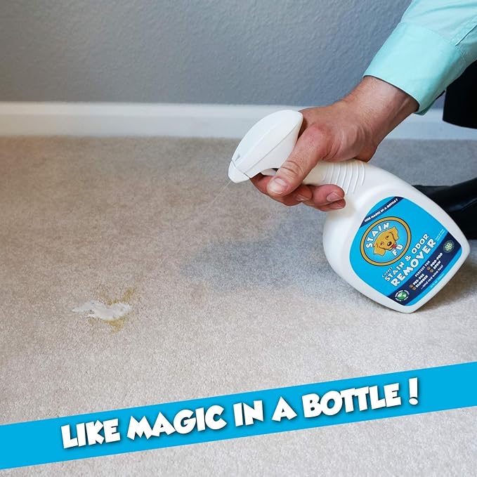 STAIN FU Pro Strength Carpet Odor & Stain Remover Works Like Magic in a Bottle on Tough Urine Feces Vomit and Even red Wine Too! 24 fl.oz
