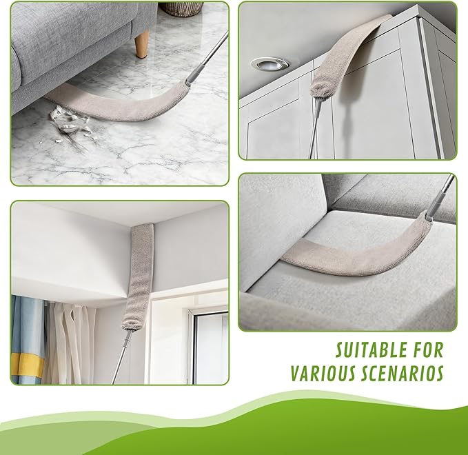 MimAuto 12-in-1 Professional Deep Cleaning System, 100-inch Extendable Duster with Under-Appliance Pads & Multi-Angle Heads for Ceiling Fans, High Ceilings, Blinds, and Gaps