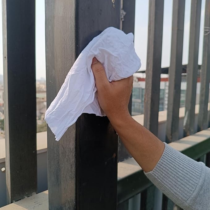 Recycled White T-Shirt Cleaning Rags (50.0 lbs. Box) – Shop Rags Bulk for Oil, Stain, Grease, Paint, and Auto Cleaning, Multipurpose