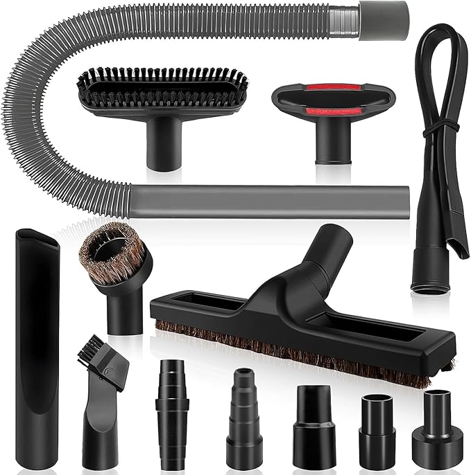 13-Piece 1 1/4 Inch(32mm) Vacuum Attachments Cleaning Kit with Vacuum Floor Brush/Dryer Lint Vac Attachment/Flexible Crevice Tool