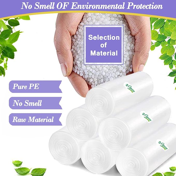 3 Gallon 180pcs Small Clear Trash Bags(Fit 2.6-3.2 Gal) Plastic Strong Clear Garbage Bags,Bathroom Trash Can Bin Liners,Waste Basket Liner,Fit 10-13 Liter, 2.5-2.6 Gallon,3.2Gallon(3-Clear180)
