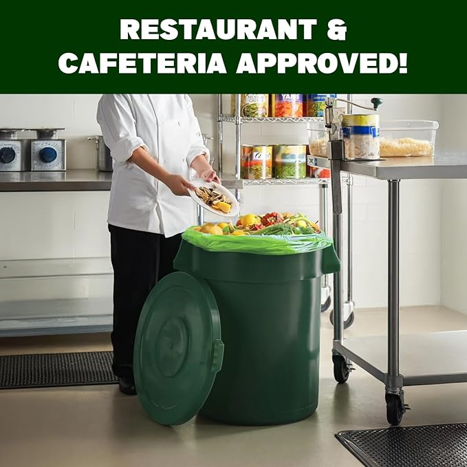 Simply Bio 60-65 Gallon Compostable Trash Bags Liners Flat-Top, Heavy Duty Extra Thick 2 Mil, 242.27 Liter, 12 Bags, Lawn, Yard, and Restaurant Use, ASTM D6400, US BPI, OK Compost Home Certified