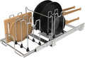 STORKING Pots and Pans Pull Out Organizer Under Cabinet, Adjustable Slide Out Pan and Pot Lid Rack Holder, Wire Dividers Kitchen Organization And Storage, Full-Extension Rail 12" W X 20" D