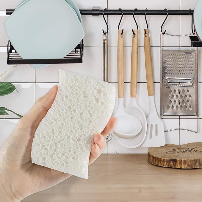MAQIHAN 10PCS Natural Sponges for Dishes - Biodegradable Sponges Kitchen Eco Friendly Dish Sponge Non-Scratch Sponges for Cleaning Kitchen