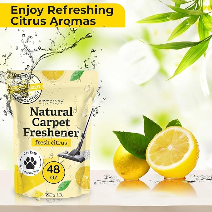 Aromasong Carpet Deodorizer Powder- 2-PACK - 100% Natural Citrus Carpet Freshener - Safe For Pets - Effective Pet Odor Eliminator For Strong Odor & Pet Urine 13 Oz. (Improved Formula)