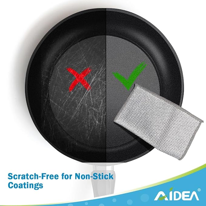 AIDEA Non Scratch Wire Dishcloth 24PK, Wire Dishwashing Rag for Wet and Dry, Washable Dish Rags No Odor, Cleaning Pads Steel Scrubber for Cookware, Sinks, Dishes, Stove Tops, 7"×8"