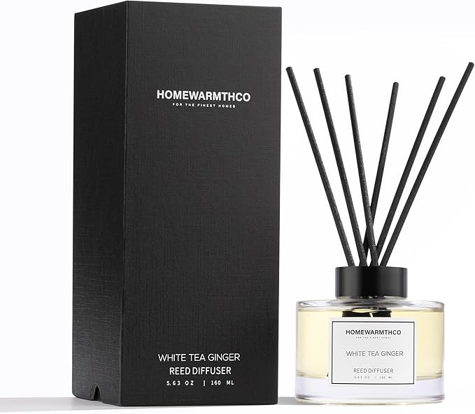 White Tea Reed Diffuser Set - Luxury Fragrance Stick Reed Diffusers for Home, Office & Bathroom Décor - Long-Lasting Scent Sticks Diffuser with Non-Toxic Oils (5.63 oz)