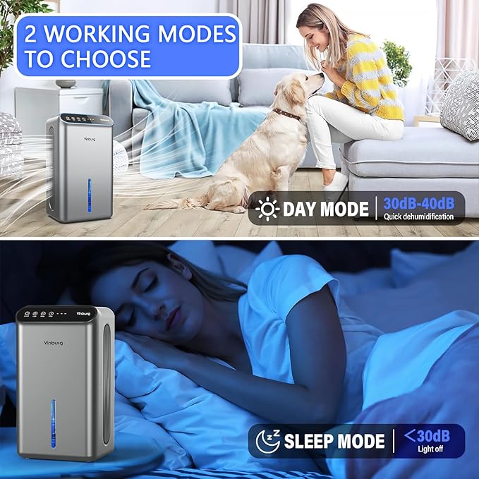 Dehumidifiers for Home (85 OZ Water Tank, 800 sq.ft) Quiet Small Dehumidifier for Basement Bedroom Bathroom with Drain Hose, 3 Gear Timer, Sleep Mode, Auto Shut Off, 7 Color Ambient Light