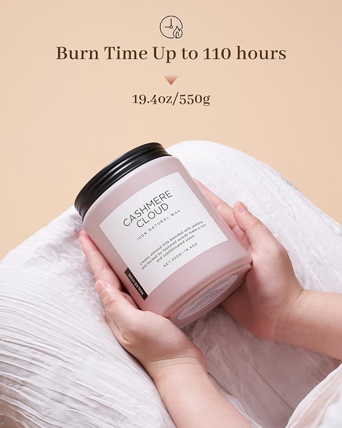 M&SENSE Cashmere Vanilla Scented Candles, Non Toxic Soy Wax 19.4oz 110 Hour Long Lasting 2 Wick, Large Candle for Bedroom Kitchen Home Decor, Housewarming Valentine's Day Gifts for Family Friends