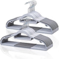 Pack of 30 Coat Hangers, Space-Saving Plastic Clothes Hangers, Non-Slip, 0.2 Inches Slim, 360° Swivel Silver Hook for Shirts, Pants, Suit & Wet/Dry Garments, Light and Dark Gray