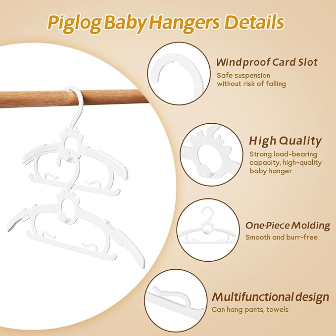 Toddler Hangers 60PCS, 11"-14" Extendable and Stackable Baby Hangers, 45g Ultra-Thick Space Saving Non-Slip Plastic Hanger for Infant, Kids and Nursery Closet (White-White-60)