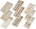 SPAKOWN Jewelry Drawer Organizer Inserts Set of 9, Jewelry Trays for Drawers Velvet Jewelry Organizer Tray Drawer Jewelry Organizers and Storage for Earring Ring Necklace Watch Bracelet (Beige)