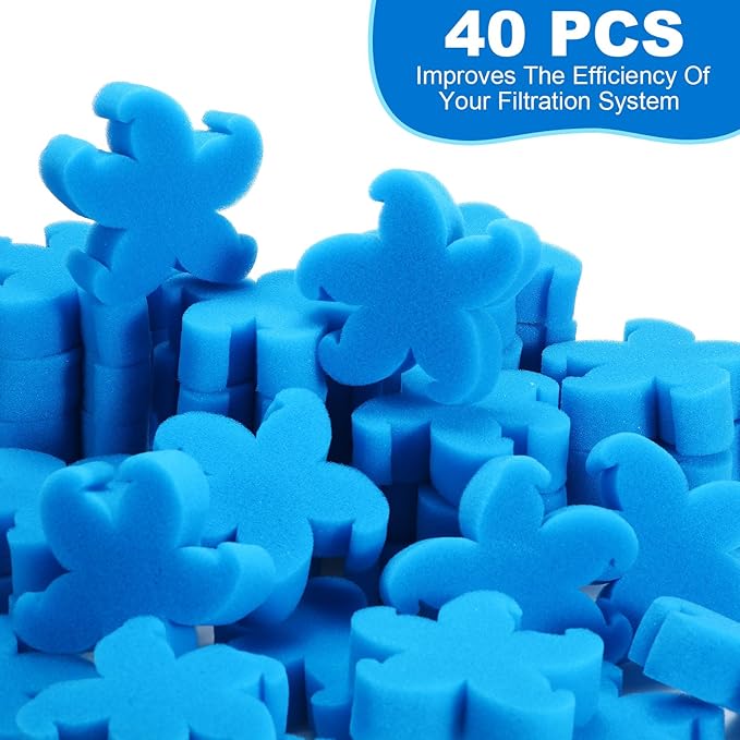 Patelai 40 Pcs Hot Tub Sponge Spa Cleaning Sponges for Hot Tub Oil Absorbing Cleaning Scum for Spa, Bathtub and Swimming Pool to Soak up Oils Bathtub Accessories(Blue Starfish)