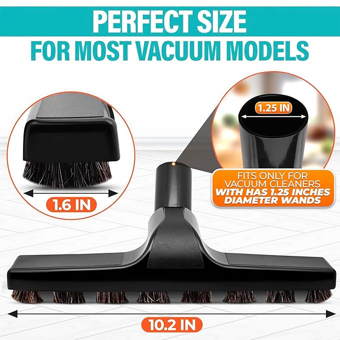 Horsehair Vacuum Brush Attachment - 1 1/4 Vacuum Floor Brush Attachment for Hardwood Floors with Soft Bristles - Gentle Cleaning | Rotates 360° | Ideal for Wood, Tile, and Smooth Surfaces