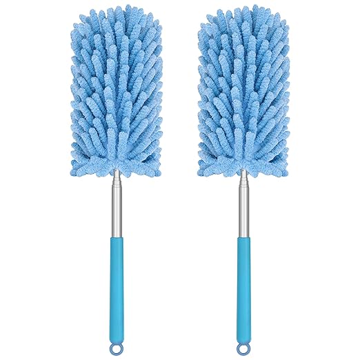 TIMIVO Mini Duster for Cleaning, 360° Bendable Hand Dusters with Extension Pole, Washable Small Duster for Car Interior, Office, Furniture
