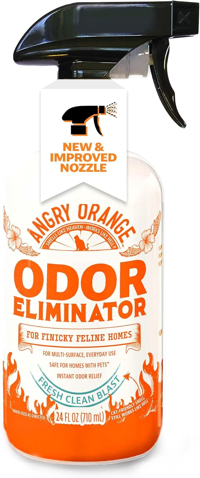 ANGRY ORANGE Pet Odor Eliminator for Cat Urine, Carpet Stains, and Strong Smells – Fresh Scent Odor Remover- 24 oz