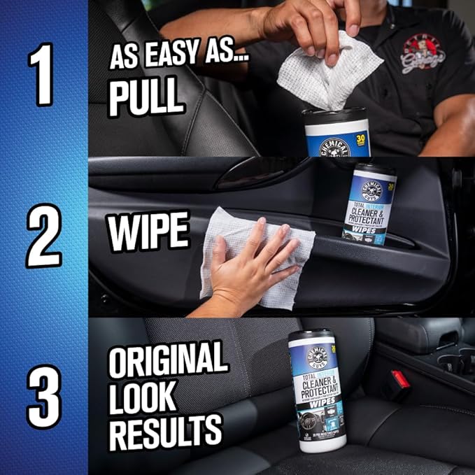 Chemical Guys Total Interior Cleaner & Protectant Canister Wipes, Great for Cars, Trucks, SUVs, RVs, & More (30 Ct) - PMWCSPI22030