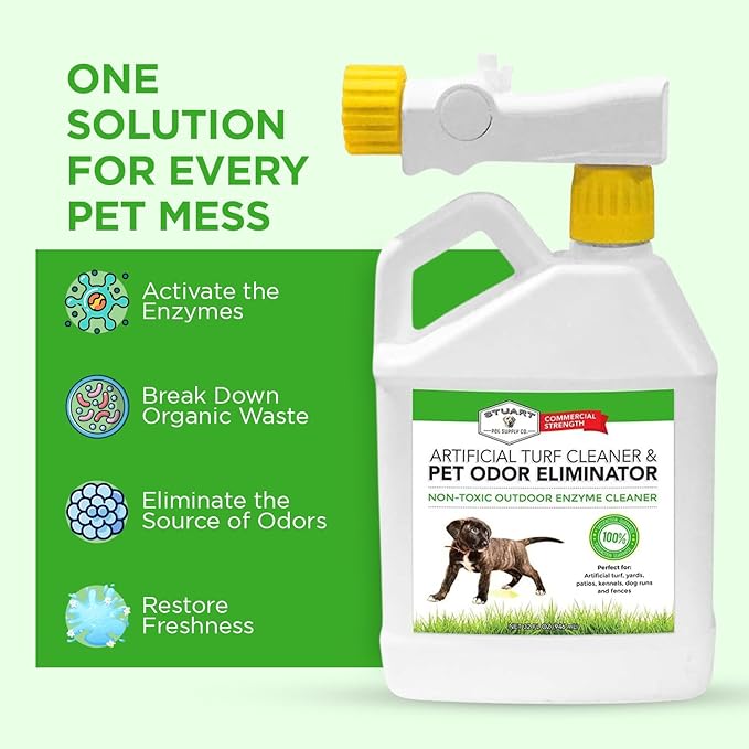 Stuart Pet Supply Artificial Turf Cleaner and Outdoor Pet Odor Eliminator Concentrate is ideal for Yards, Artificial Grass and Patios, Great Yard Odor Eliminator for Dogs Doggie Doo Dissolver (32 Oz.)