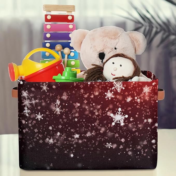 Cube Storage Baskets,Christmas Snowflakes Basket Gifts Empty,Foldable Storage Box Bin,Waterproof Open Shelves Basket Clothing Organizer Toy Bins for Bedroom Home Decor