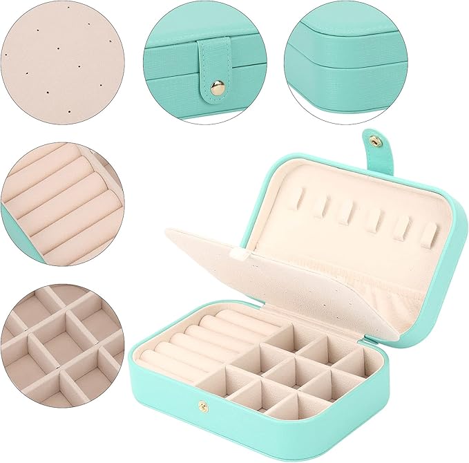 Jewelry Box, Travel Jewelry Organizer Case Small Jewelry Storage and Organizers Craft Containers Travel Mini Organizer/GREEN