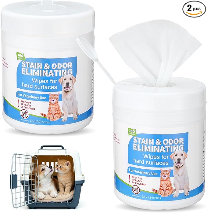 Swiffen 320-count (2 Pack of 160) Cleaner & Deodorizer Wipes for Litter Box Kennels Pet Grooming Surfaces Pet Items Deodorizes Wipes Canister Unscented