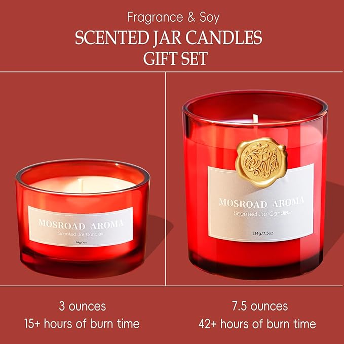 2-Pack Set Apple Cinnamon Scented Candles,Apple Pie & Kitchen Spices Natural Soy Jar Candles for Home,Highly Scented Aromatherapy Candles for Fall Holiday, Apple Cider Candle Ideal Gift for Women,Men